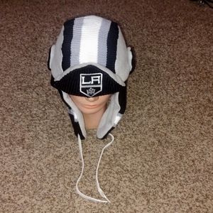 Los Angeles Kings NHL Trapper Gray Black White Beanie